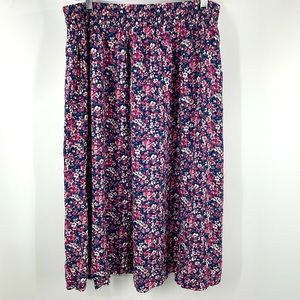 Vintage Maggie Lawrence Collection Floral Rayon Skirt Pockets Size 18 20